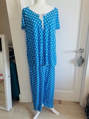 kate spade Blue & White Polka Dot Two-Piece Pajama Set